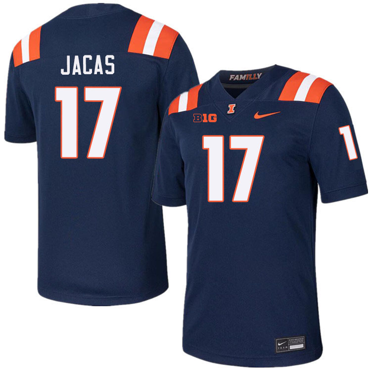 #17 Gabe Jacas Illinois Fighting Illini Football Jersey,Uniforms-Navy